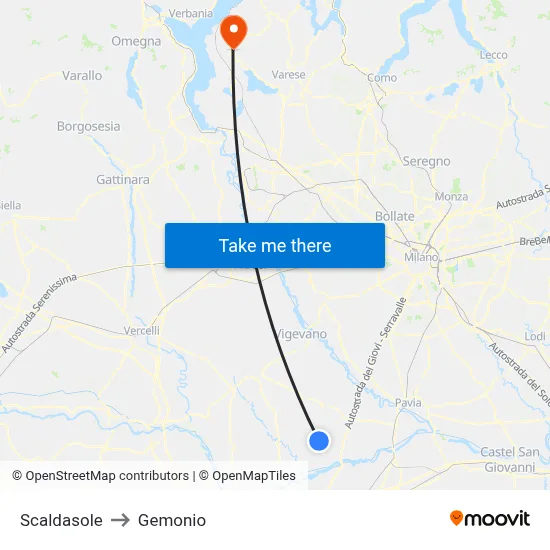 Scaldasole to Gemonio map