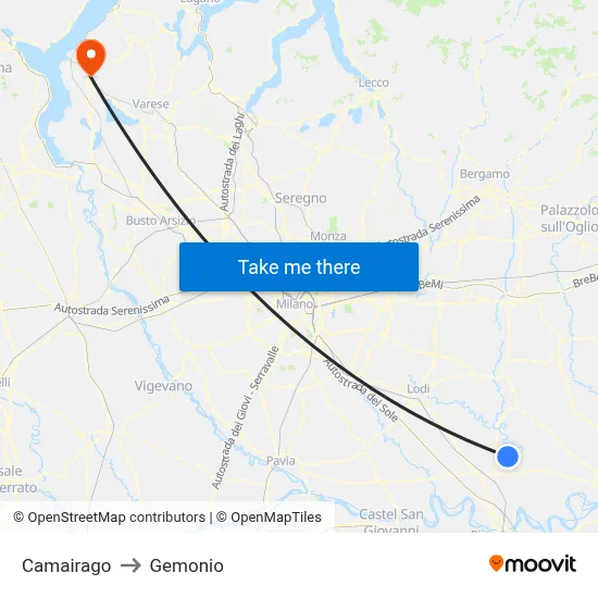 Camairago to Gemonio map