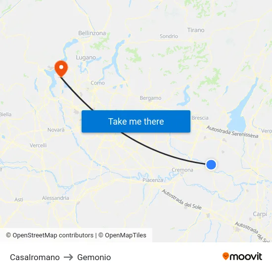 Casalromano to Gemonio map
