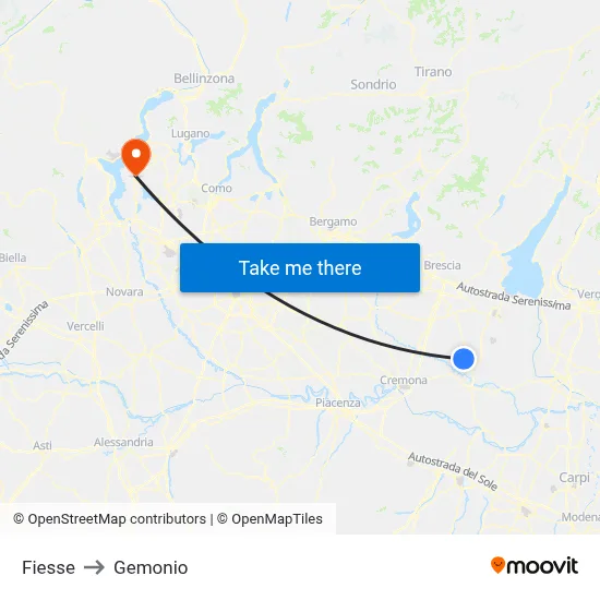Fiesse to Gemonio map