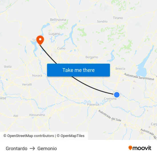 Grontardo to Gemonio map