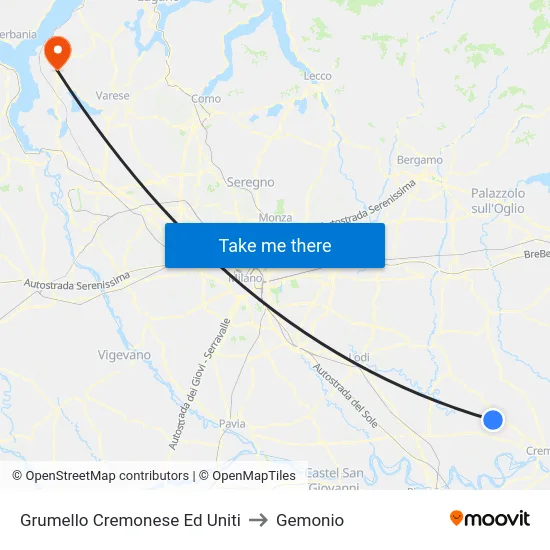 Grumello Cremonese Ed Uniti to Gemonio map
