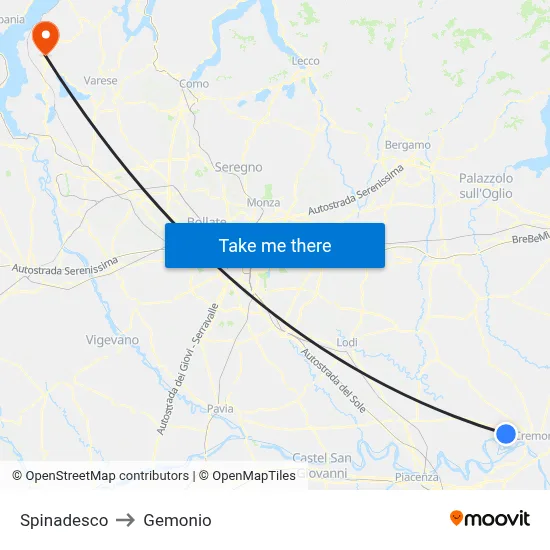 Spinadesco to Gemonio map
