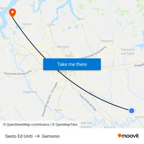 Sesto Ed Uniti to Gemonio map
