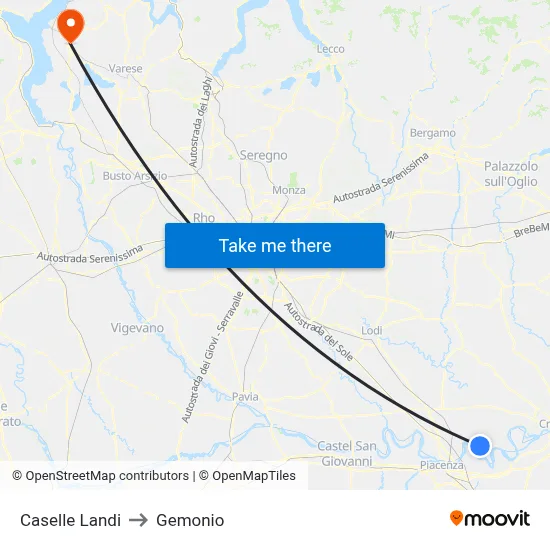 Caselle Landi to Gemonio map