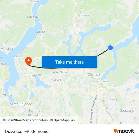 Dizzasco to Gemonio map