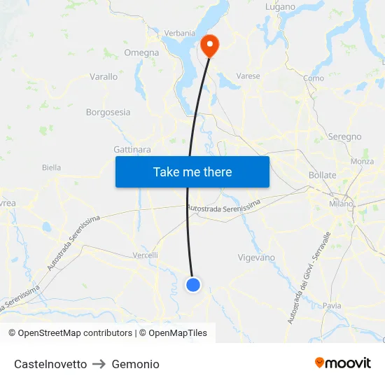 Castelnovetto to Gemonio map