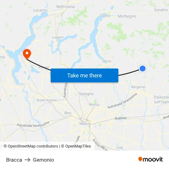 Bracca to Gemonio map
