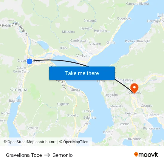 Gravellona Toce to Gemonio map
