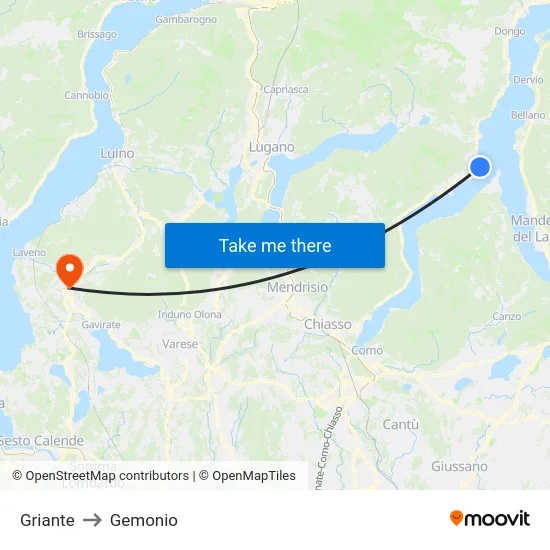 Griante to Gemonio map