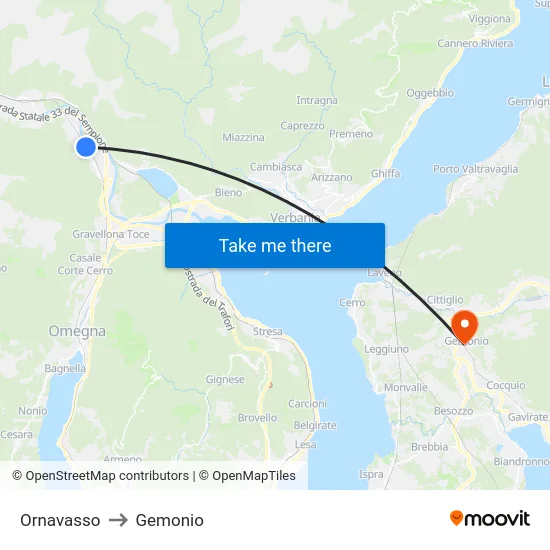 Ornavasso to Gemonio map