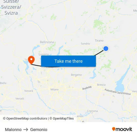 Malonno to Gemonio map