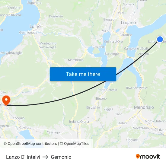 Lanzo d'Intelvi to Gemonio map