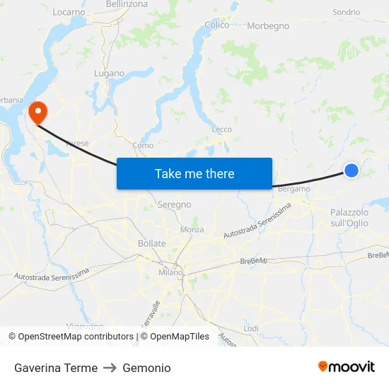 Gaverina Terme to Gemonio map