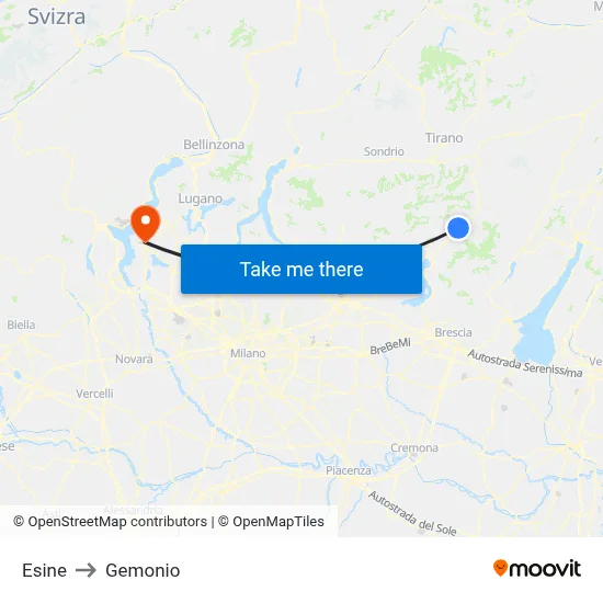 Esine to Gemonio map