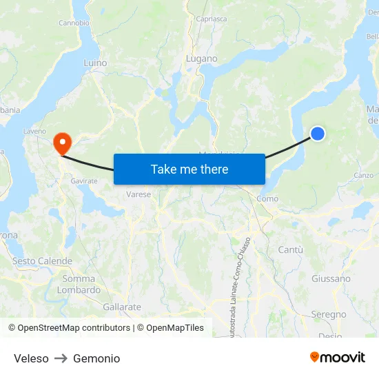 Veleso to Gemonio map