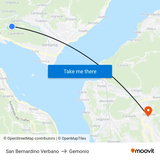 San Bernardino Verbano to Gemonio map