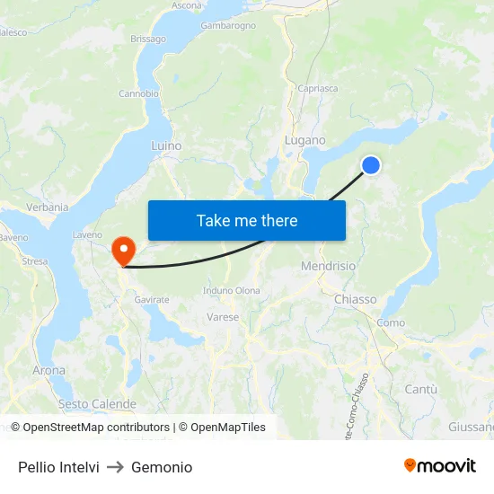 Pellio Intelvi to Gemonio map