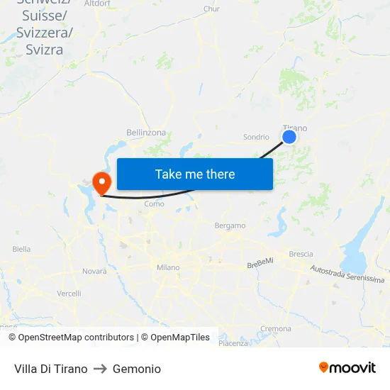 Villa Di Tirano to Gemonio map