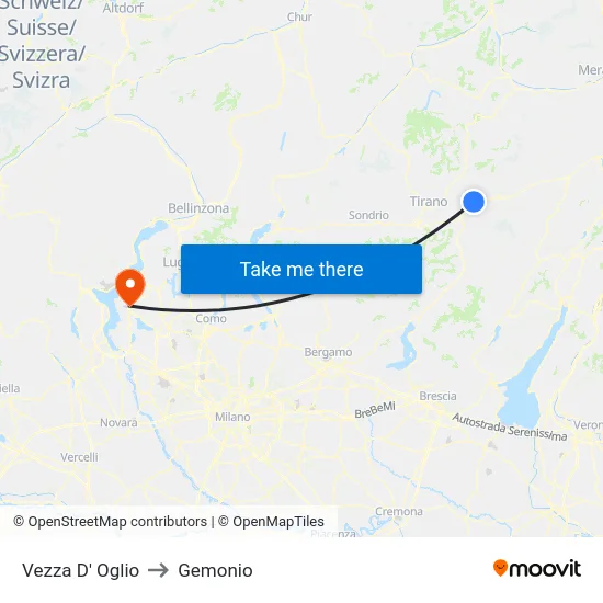 Vezza D' Oglio to Gemonio map