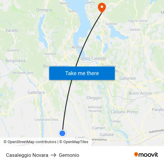 Casaleggio Novara to Gemonio map