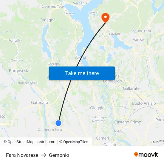 Fara Novarese to Gemonio map