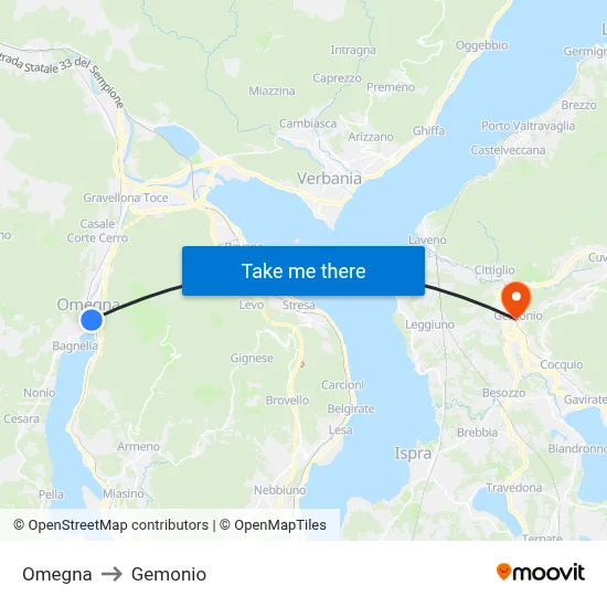 Omegna to Gemonio map