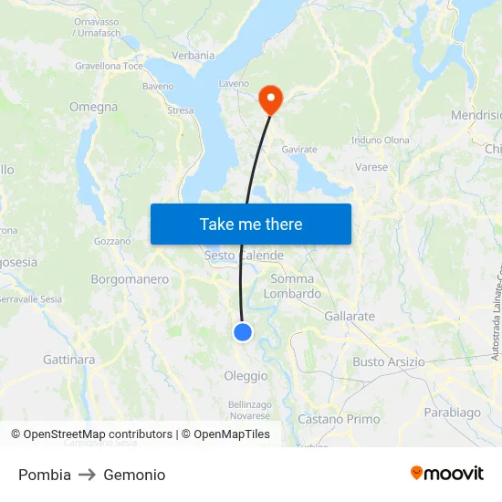 Pombia to Gemonio map