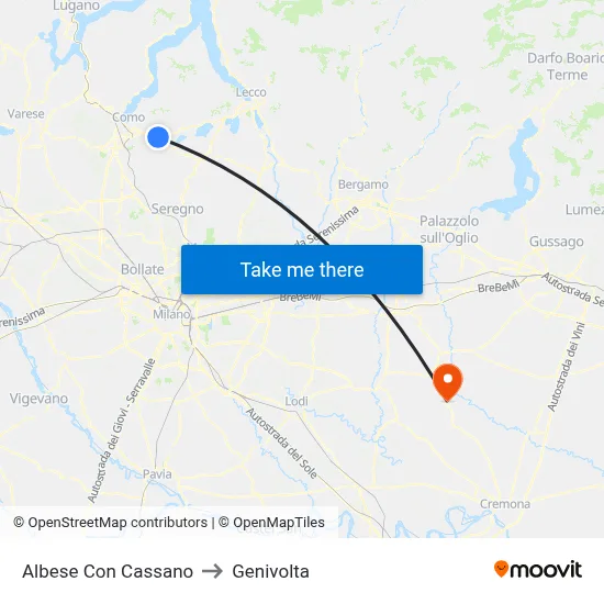 Albese con Cassano to Genivolta map