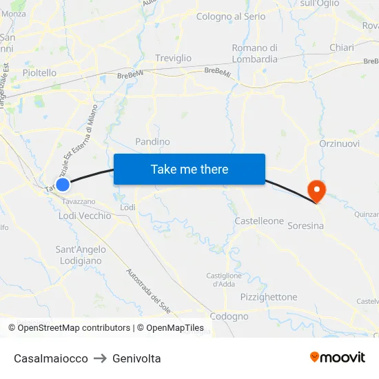 Casalmaiocco to Genivolta map