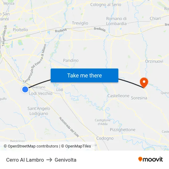 Cerro Al Lambro to Genivolta map