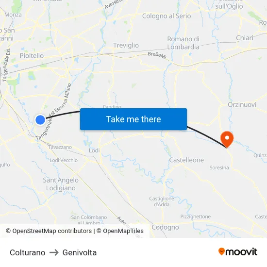 Colturano to Genivolta map