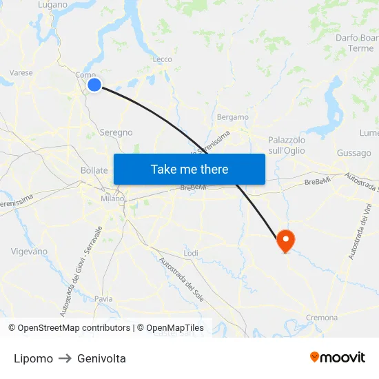 Lipomo to Genivolta map