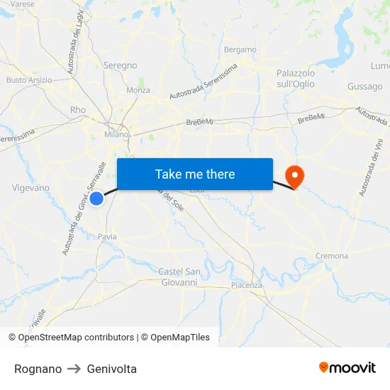Rognano to Genivolta map