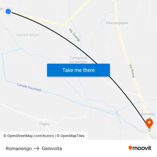 Romanengo to Genivolta map