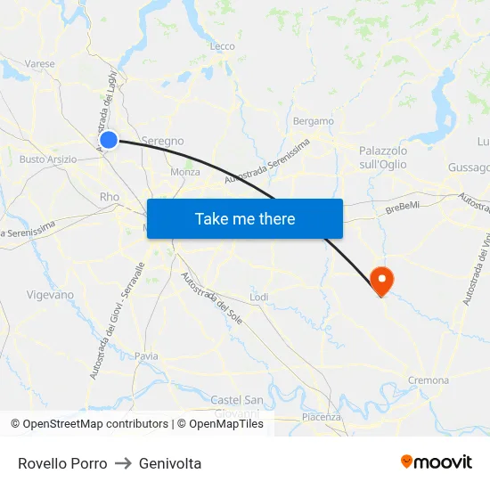 Rovello Porro to Genivolta map