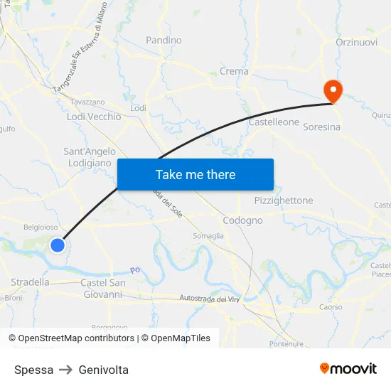 Spessa to Genivolta map
