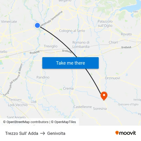 Trezzo Sull' Adda to Genivolta map