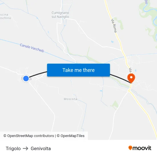 Trigolo to Genivolta map