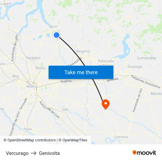 Vercurago to Genivolta map