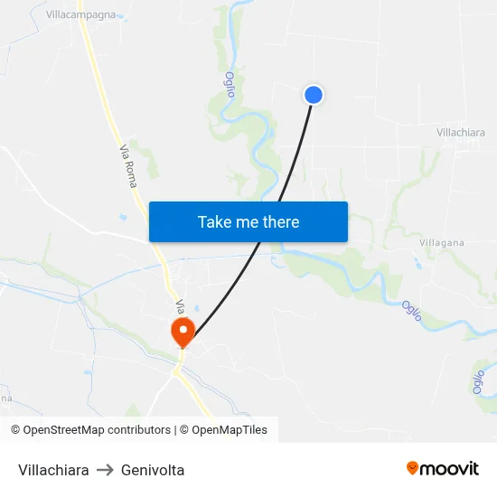 Villachiara to Genivolta map