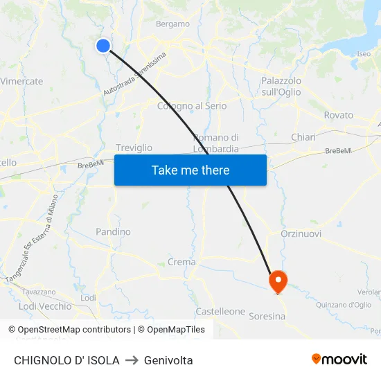 Chignolo D' Isola to Genivolta map