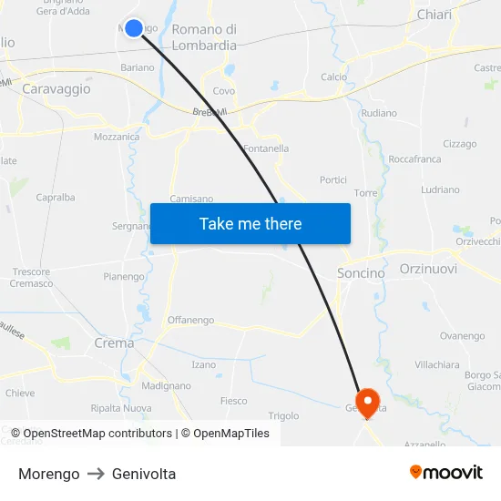 Morengo to Genivolta map