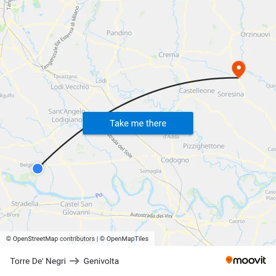 Torre De' Negri to Genivolta map