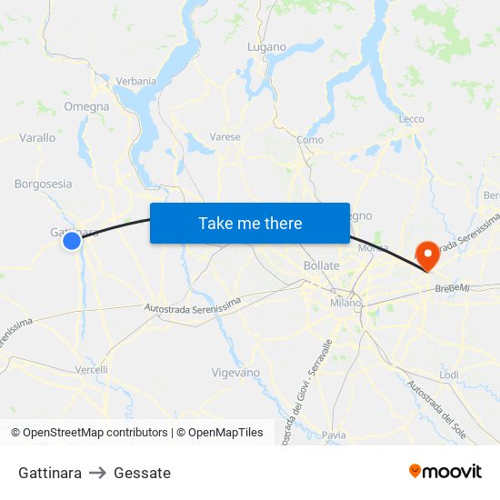 Gattinara to Gessate map