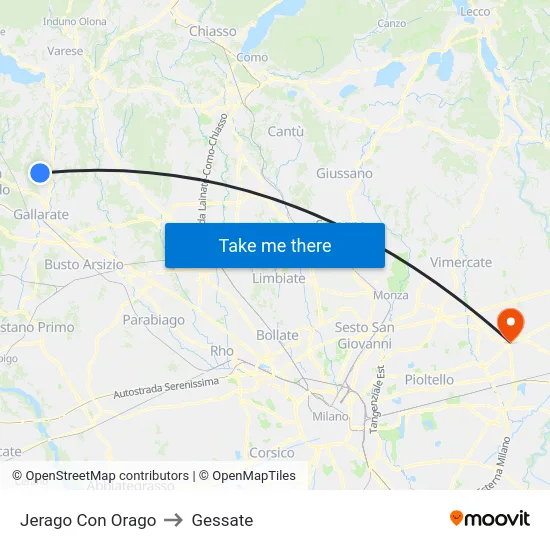 Jerago con Orago to Gessate map