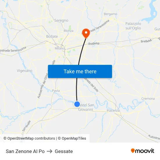 San Zenone al Po to Gessate map