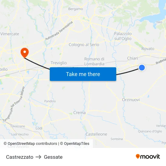 Castrezzato to Gessate map