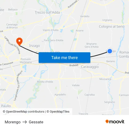 Morengo to Gessate map