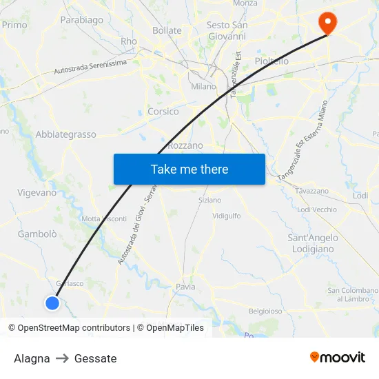 Alagna to Gessate map